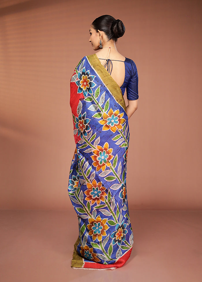 Multicolor Printed Pure Silk Saree Without Blouse Piece