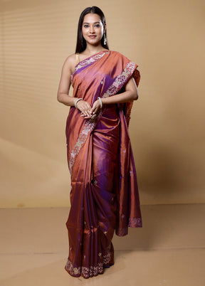 Rust Handloom Pure Bishnupuri Stich Saree Without Blouse Piece