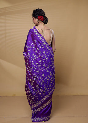 Purple Handloom Pure Bishnupuri Stich Saree Without Blouse Piece