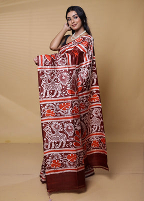 Multicolor Printed Pure Silk Saree Without Blouse Piece