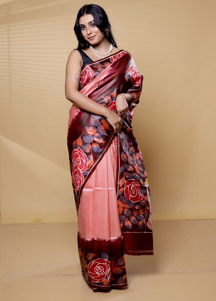 Multicolor Printed Pure Silk Saree Without Blouse Piece