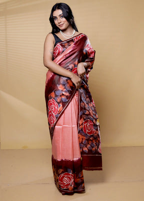 Multicolor Printed Pure Silk Saree Without Blouse Piece