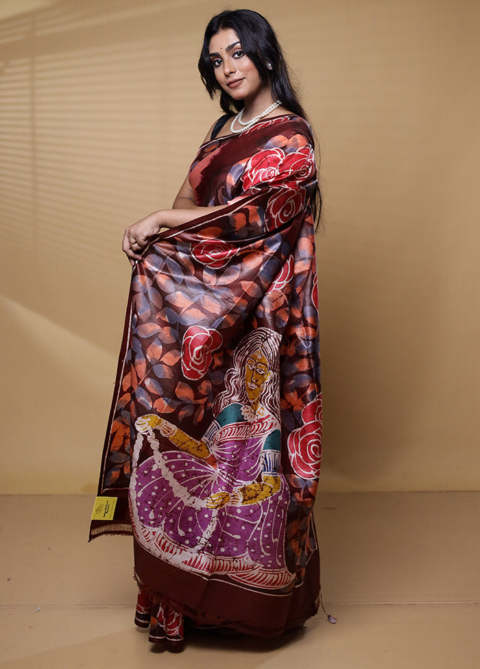 Multicolor Printed Pure Silk Saree Without Blouse Piece