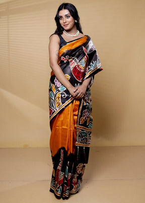 Multicolor Printed Pure Silk Saree Without Blouse Piece