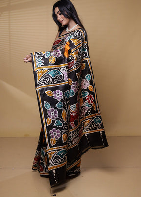 Multicolor Printed Pure Silk Saree Without Blouse Piece