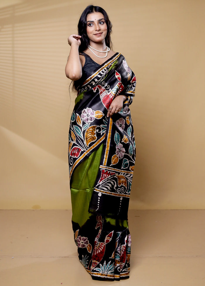 Multicolor Printed Pure Silk Saree Without Blouse Piece