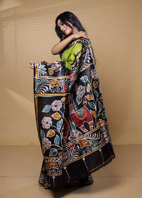 Multicolor Printed Pure Silk Saree Without Blouse Piece