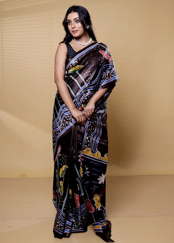 Multicolor Printed Pure Silk Saree Without Blouse Piece