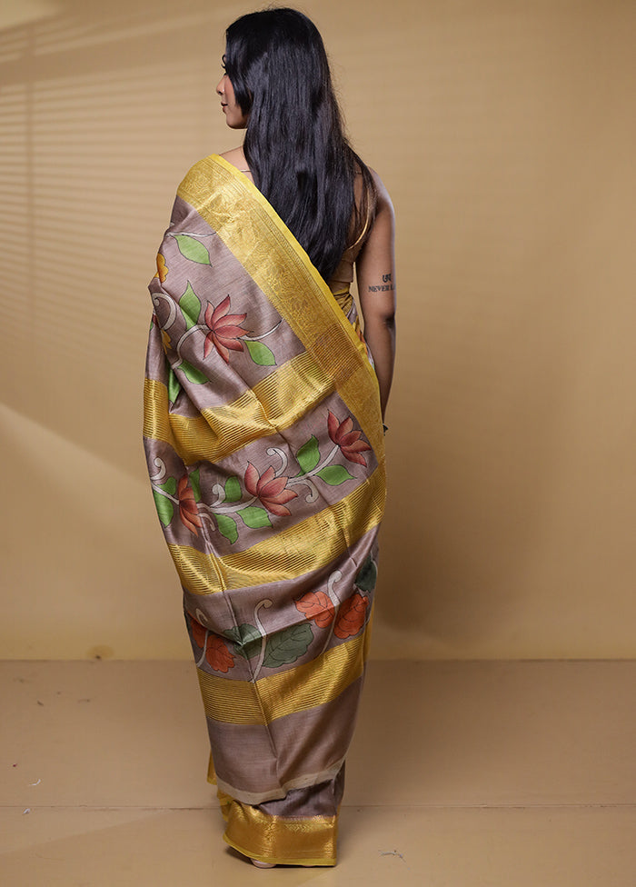 Multicolor Tussar Silk Saree With Blouse Piece