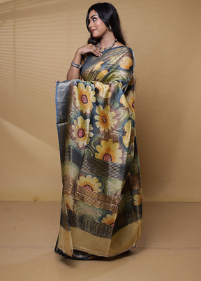 Multicolor Tussar Silk Saree With Blouse Piece