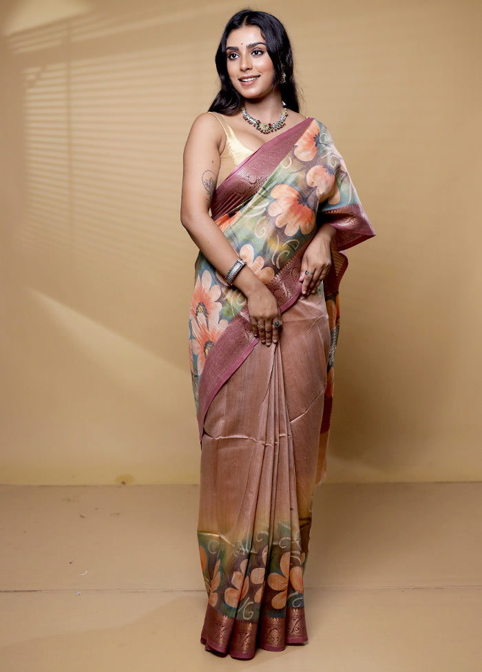 Multicolor Tussar Silk Saree With Blouse Piece