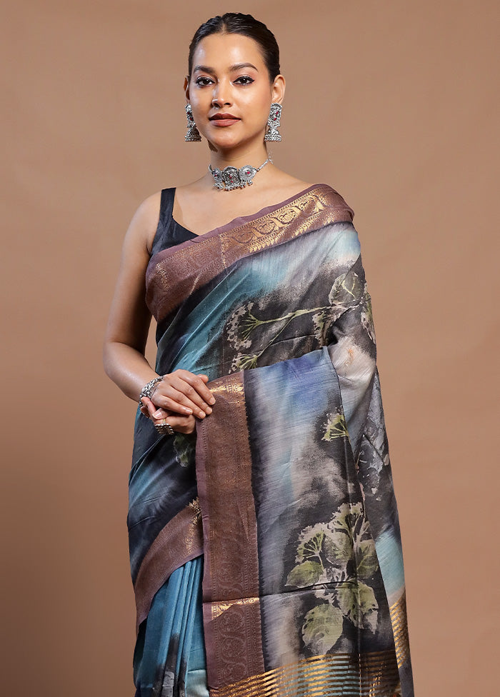 Multicolor Tussar Silk Saree With Blouse Piece