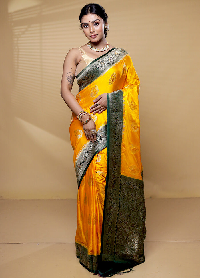 Yellow Georgette Saree With Blouse Piece