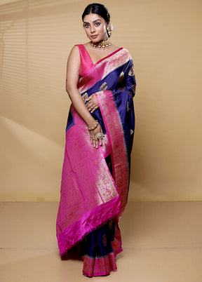 Blue Georgette Saree With Blouse Piece