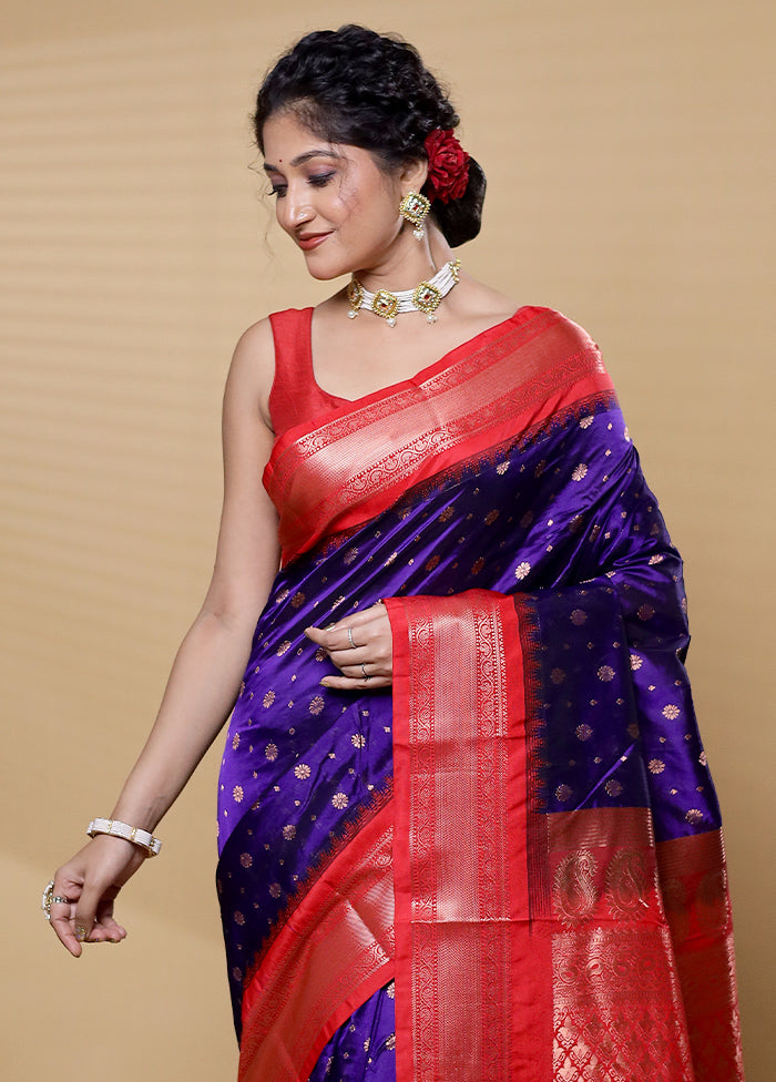 Blue Kanjivaram Silk Saree With Blouse Piece