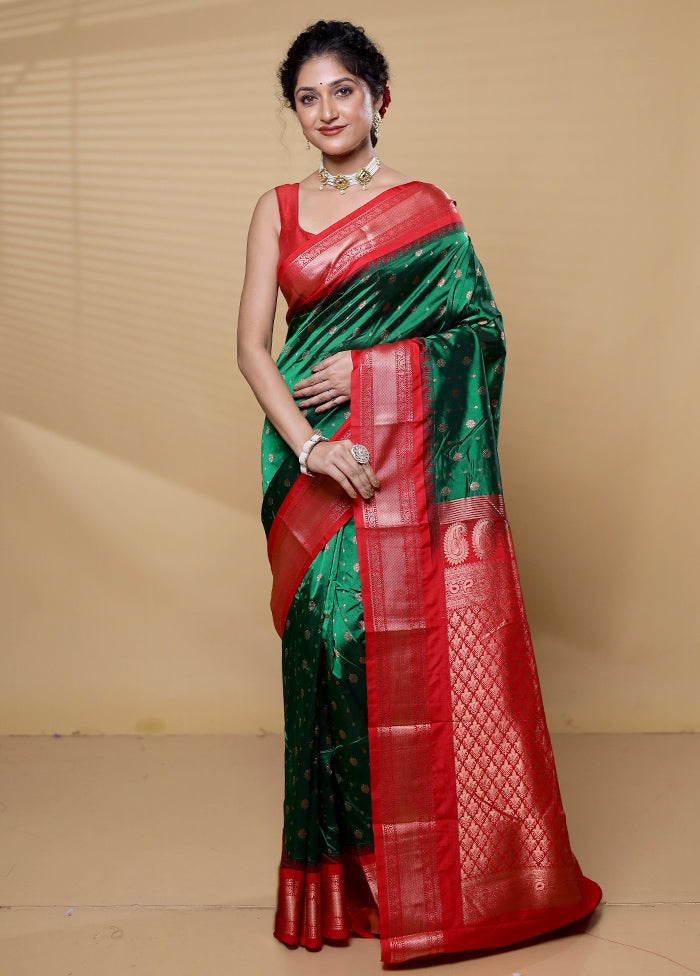 Green Kanjivaram Silk Saree With Blouse Piece