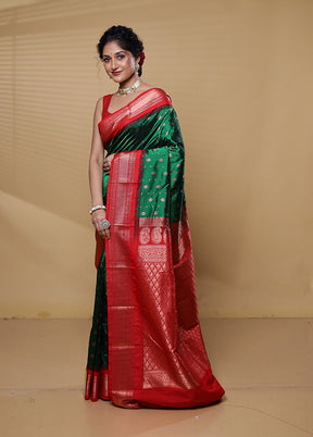 Green Kanjivaram Silk Saree With Blouse Piece