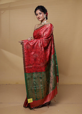 Pink Dupion Silk Saree With Blouse Piece