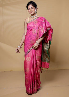 Pink Dupion Silk Saree With Blouse Piece