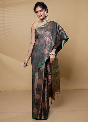 Grey Dupion Silk Saree With Blouse Piece