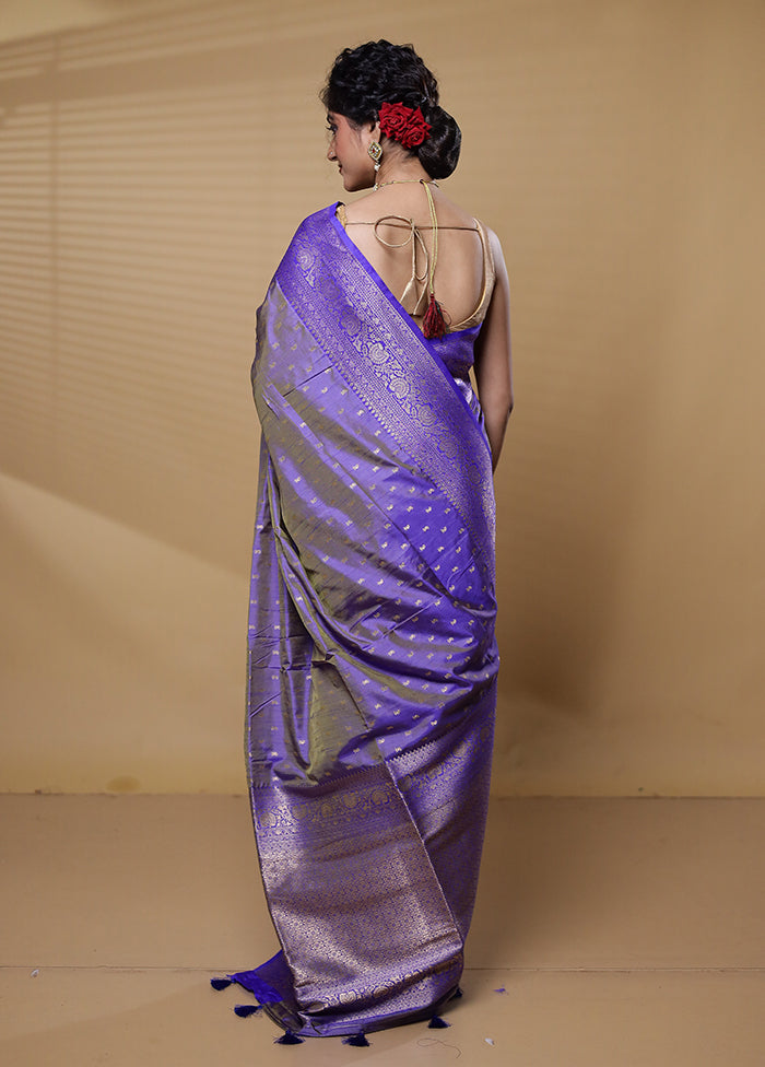 Purple Dupion Silk Saree With Blouse Piece