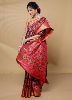 Multicolor Dupion Silk Saree With Blouse Piece