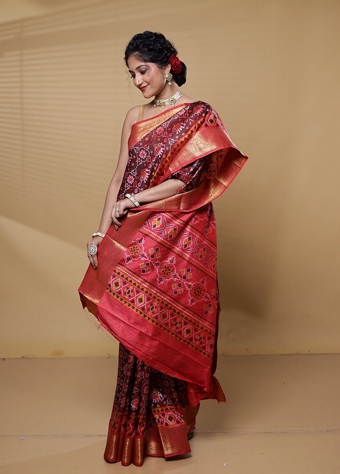 Multicolor Dupion Silk Saree With Blouse Piece