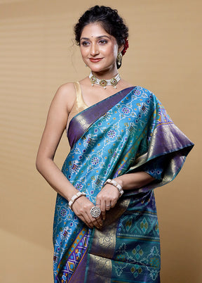 Multicolor Dupion Silk Saree With Blouse Piece