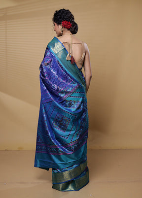 Multicolor Dupion Silk Saree With Blouse Piece