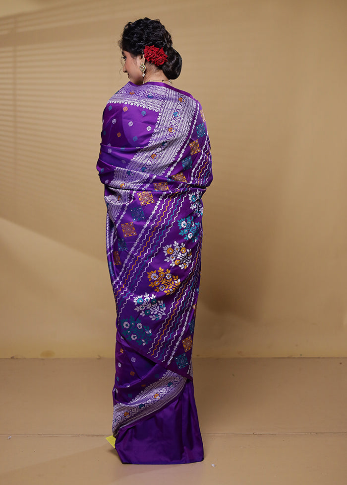 Purple Dupion Silk Saree With Blouse Piece