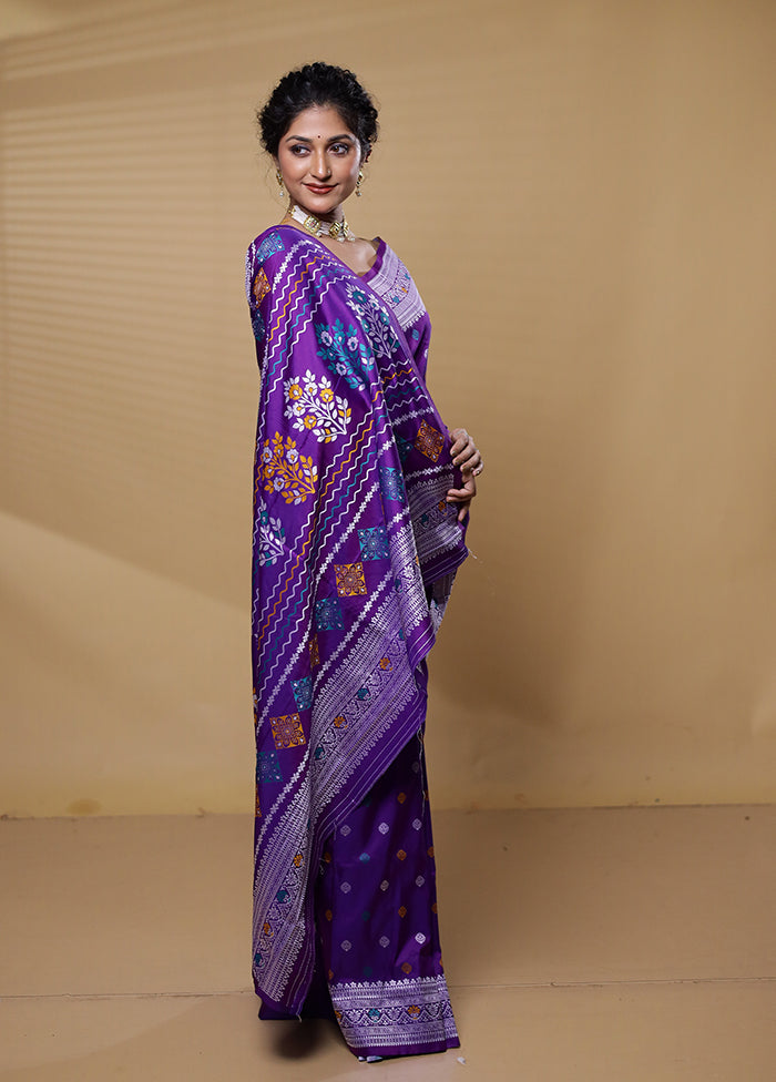 Purple Dupion Silk Saree With Blouse Piece