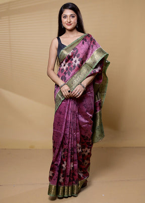 Multicolor Handloom Tussar Pure Silk Saree With Blouse Piece