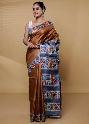 Multicolor Handloom Tussar Pure Silk Saree With Blouse Piece