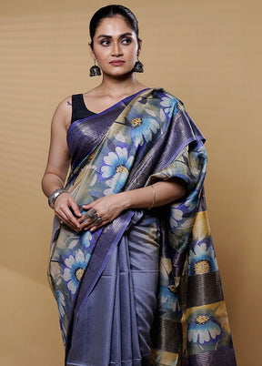 Multicolor Tussar Silk Saree With Blouse Piece