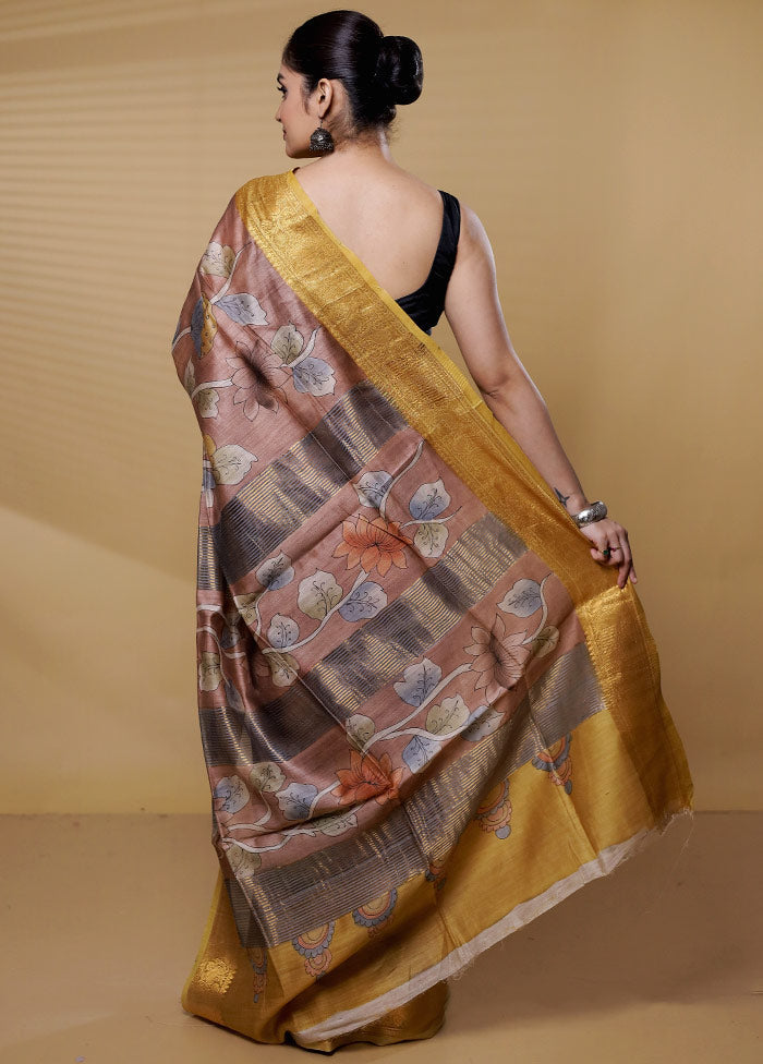 Multicolor Tussar Silk Saree With Blouse Piece