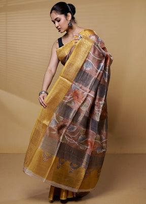 Multicolor Tussar Silk Saree With Blouse Piece