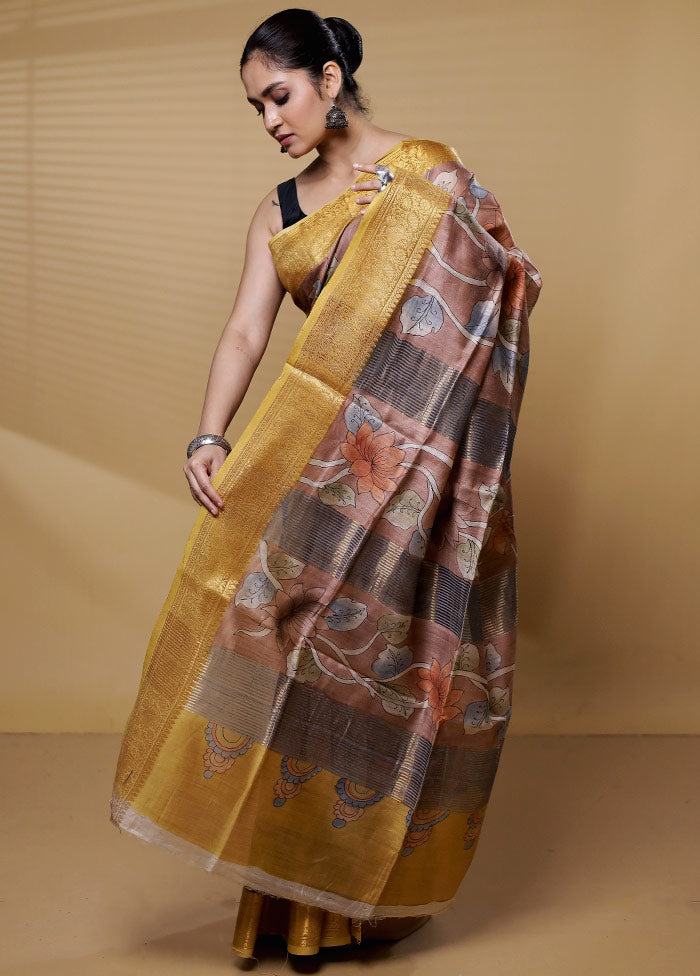 Multicolor Tussar Silk Saree With Blouse Piece