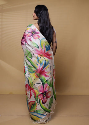 Multicolor Tussar Silk Saree With Blouse Piece