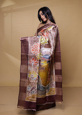 Multicolor Handloom Tussar Pure Silk Saree With Blouse Piece