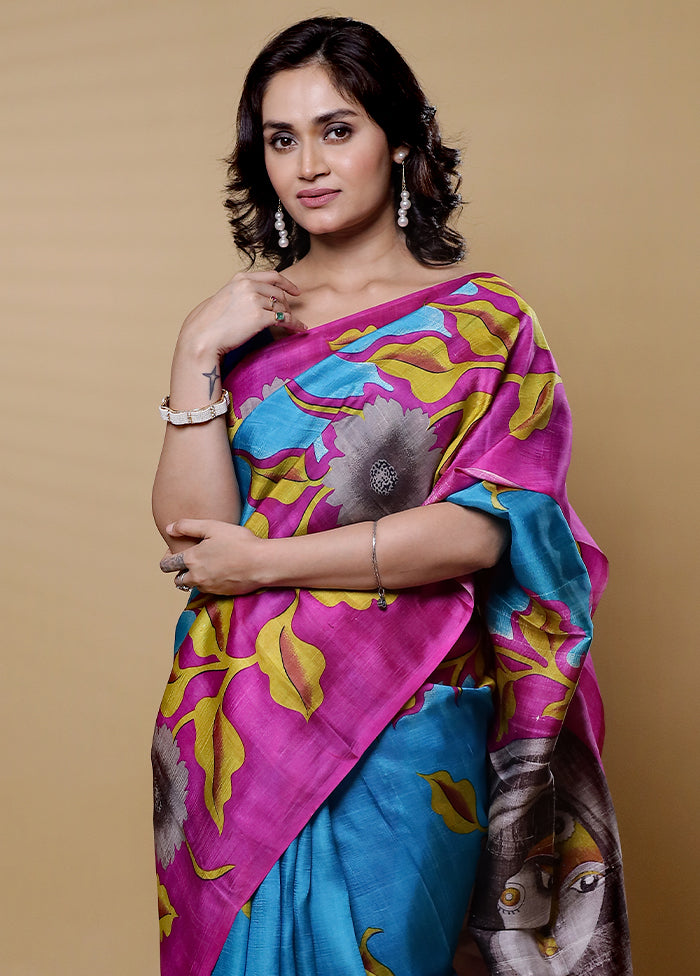 Yellow Printed Pure Silk Saree Without Blouse Piece