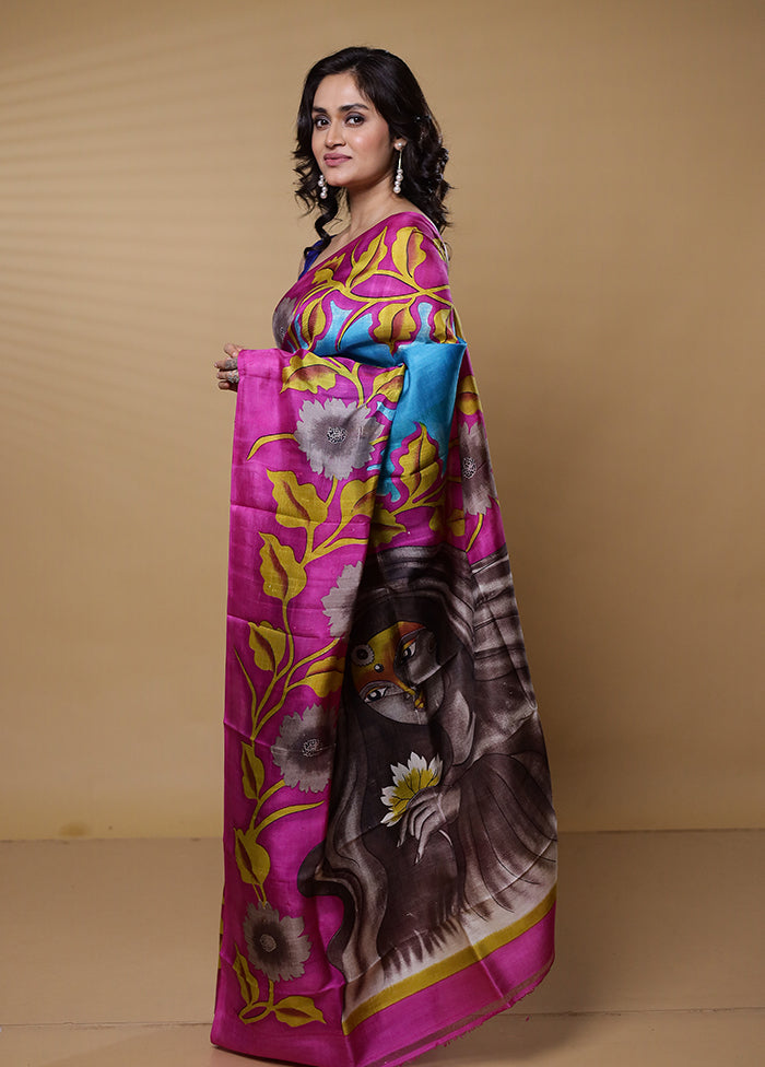 Yellow Printed Pure Silk Saree Without Blouse Piece