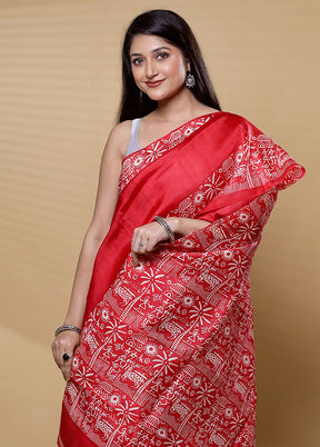 Black Printed Pure Silk Saree Without Blouse Piece