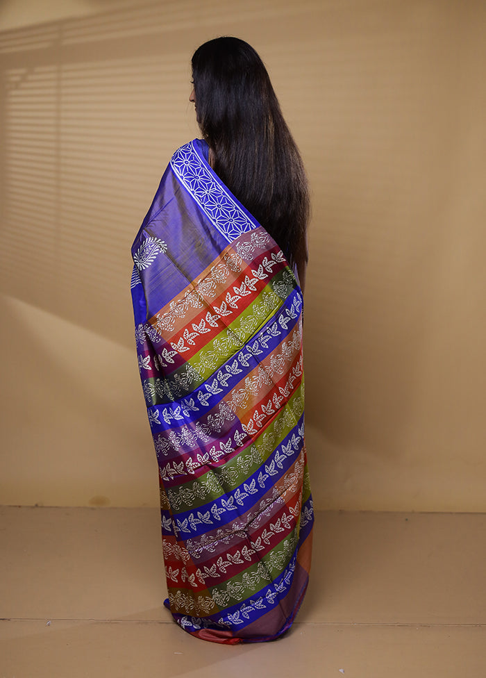 Purple Pure Bishnupuri Silk Saree Without Blouse Piece