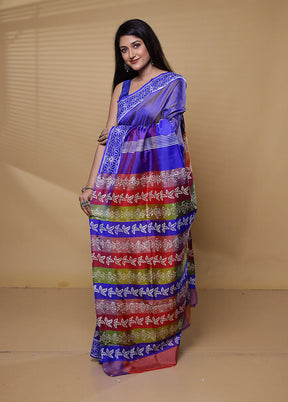 Purple Pure Bishnupuri Silk Saree Without Blouse Piece