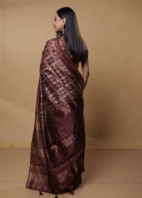 Pink Tussar Silk Saree With Blouse Piece