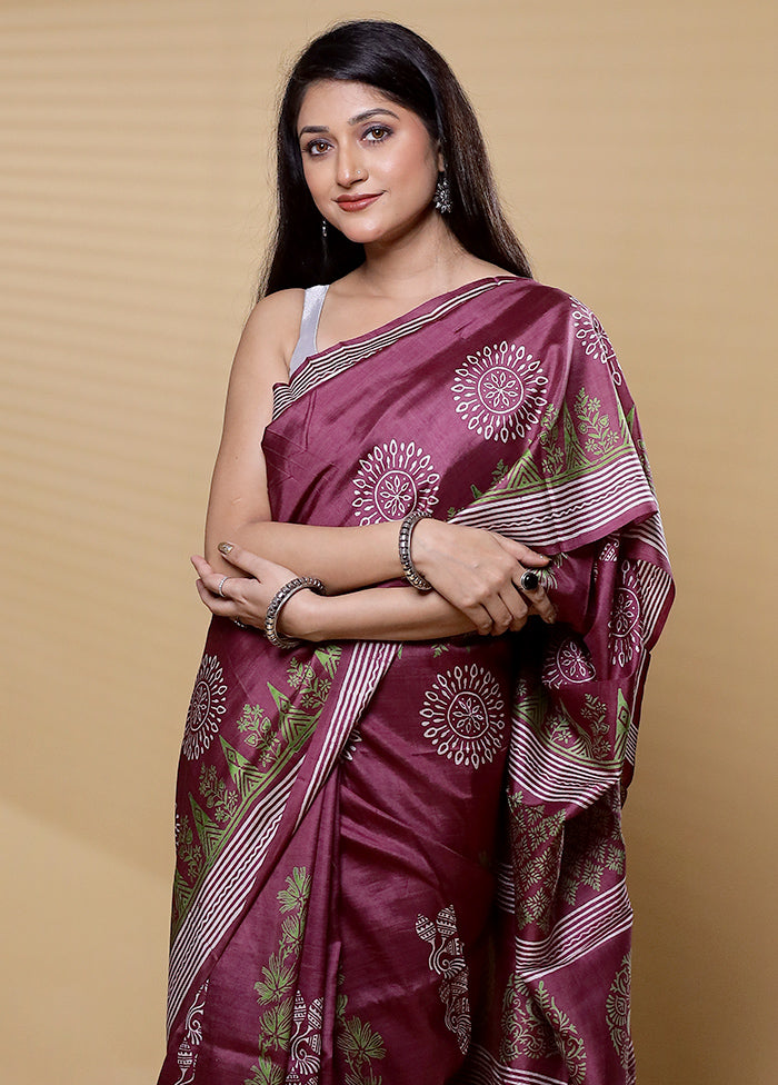 Purple Pure Bishnupuri Silk Saree Without Blouse Piece