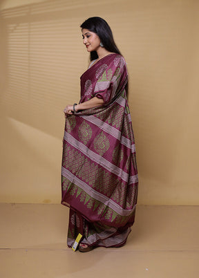 Purple Pure Bishnupuri Silk Saree Without Blouse Piece