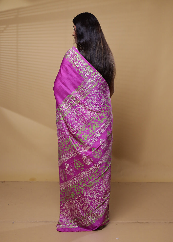 Pink Pure Bishnupuri Silk Saree Without Blouse Piece