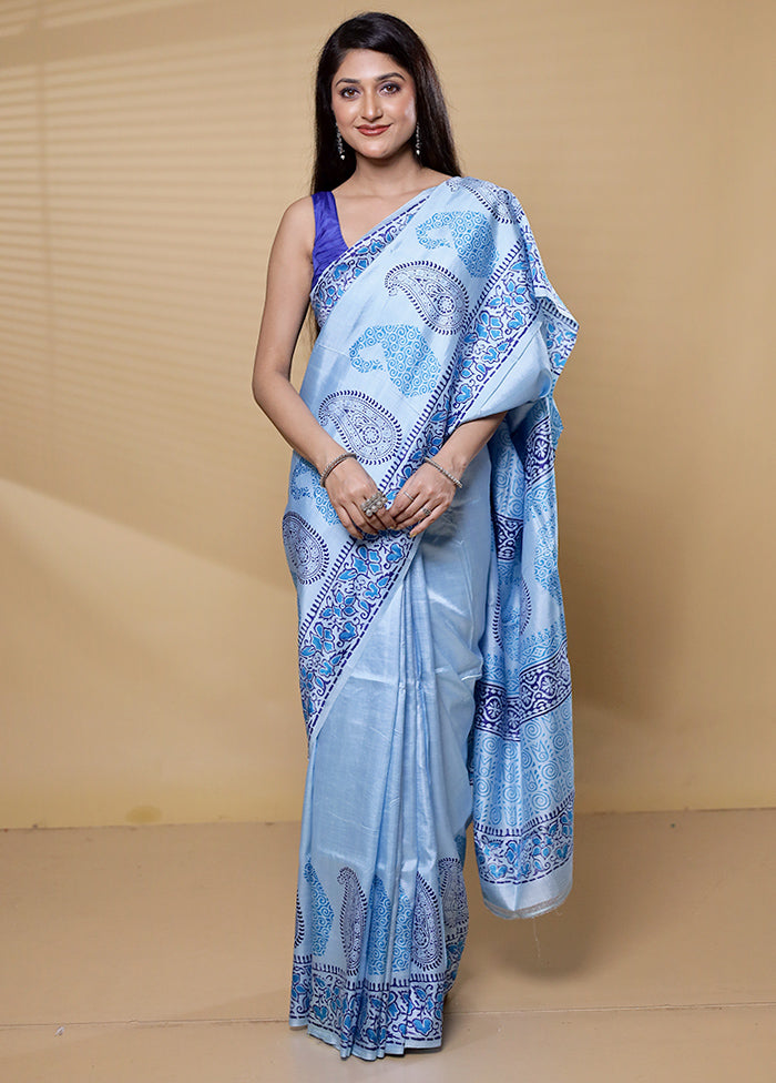 Blue Pure Bishnupuri Silk Saree Without Blouse Piece