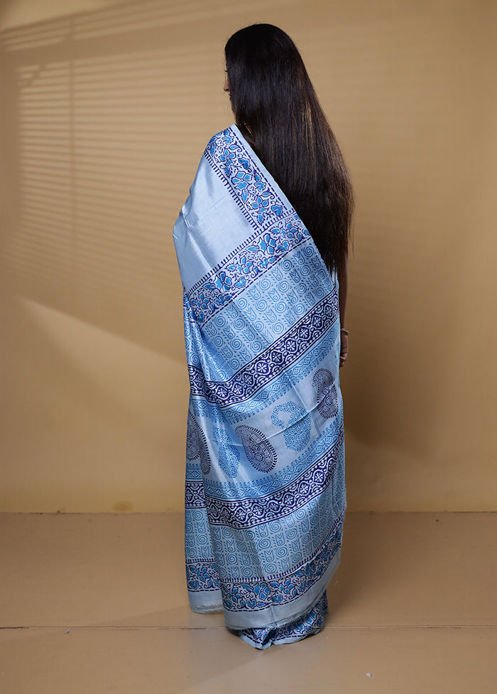 Blue Pure Bishnupuri Silk Saree Without Blouse Piece